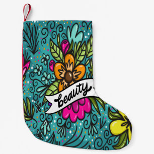 Petite Chaussette De Noël Typographie, Style Vintage, Ambiance Rétro, Aquare