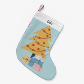 Petite Chaussette De Noël Un arbre de Noël de chat blanc présente personnali (Devant (Accrochage))