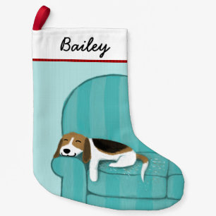 Petite Chaussette De Noël Un joli Beagle de dessin animé sur le Amoureux de