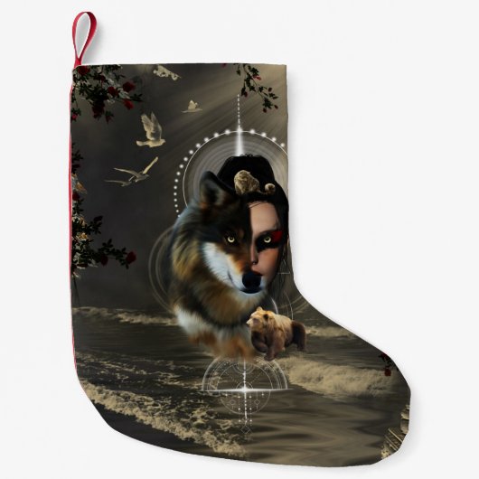 Petite Chaussette De Noël Un loup génial avec fée (Devant)