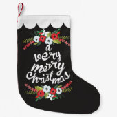 Petite Chaussette De Noël Un Noël Floral Noir très joyeux (Devant)