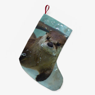 Petite Chaussette De Noël Une natation Brown mignonne de loutre dans une