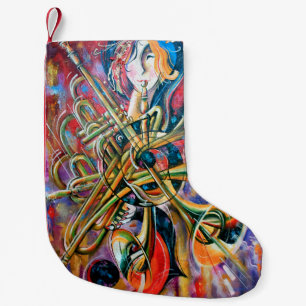 Petite Chaussette De Noël Une peinture à l'huile sur toile. Musique, la fill