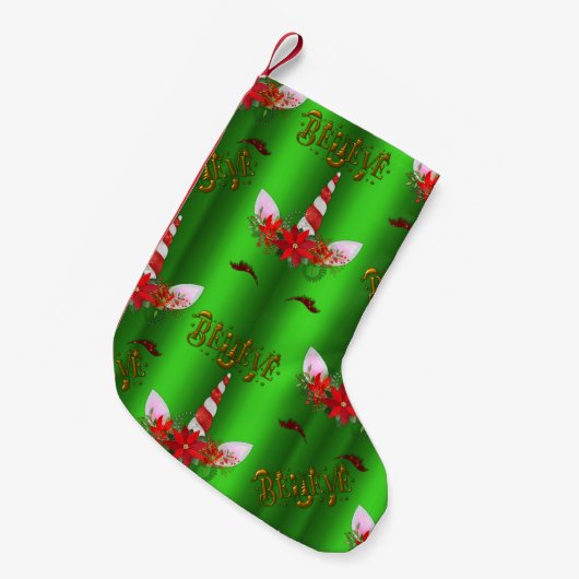 Petite Chaussette De Noël Unicorn Christmas Believe Green (Devant (Accrochage))