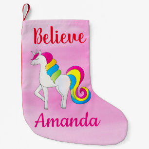 Petite Chaussette De Noël Unicorn Croyez-Vous Que Le Nom Personnalisé Soit