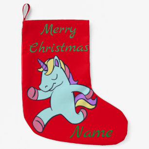Petite Chaussette De Noël Unicornes bleues qui exécutent Thunder_Cove