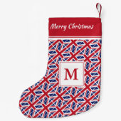 Petite Chaussette De Noël UNION JACK UK Drapeau Monogramme Texte personnalis (Dos)
