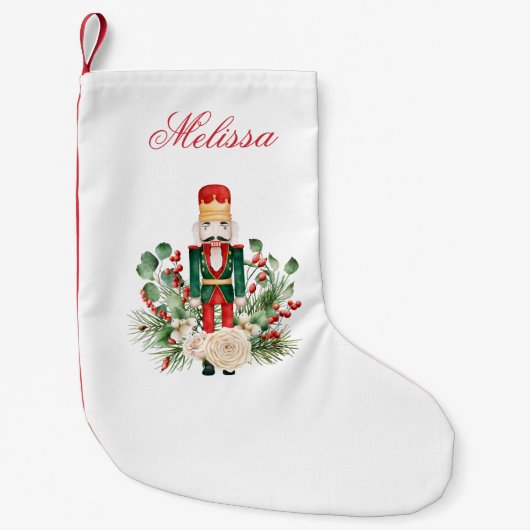 Petite Chaussette De Noël Vacances Casse-Noisette Script de verdure (Devant)