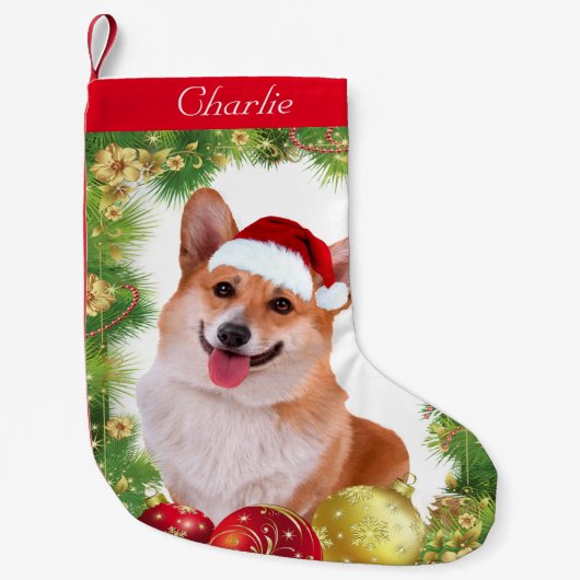 Petite Chaussette De Noël Vacances de corgi (Devant)