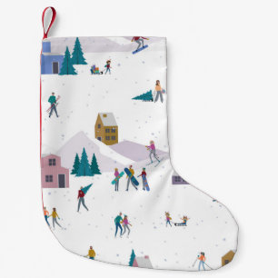 Petite Chaussette De Noël Vacances des Alpes d'hiver : les gens actifs sans