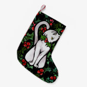 Petite Chaussette De Noël Vacances Noël Holly White Chat (Devant (Accrochage))