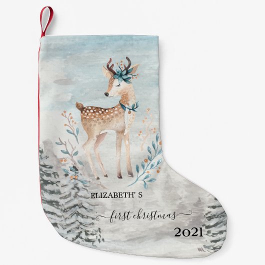 Petite Chaussette De Noël Vacances Premier Noël Bébé Reinder (Devant)