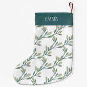 Petite Chaussette De Noël Vacances vertes | Monogramme botanique (Dos)