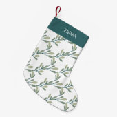 Petite Chaussette De Noël Vacances vertes | Monogramme botanique (Devant (Accrochage))