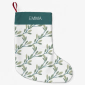 Petite Chaussette De Noël Vacances vertes | Monogramme botanique (Devant)