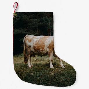 Petite Chaussette De Noël VACHE CHAINÉE Brown ET BLANCHE