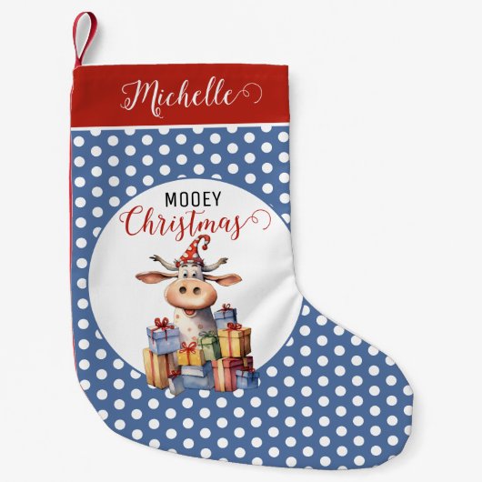 Petite Chaussette De Noël Vache de Noël Pun (Devant)