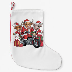 Petite Chaussette De Noël Vache des Highlands Bétail Animal Noël Traîneau Dr