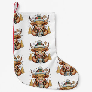 Petite Chaussette De Noël Vache des Highlands Noël Douillet Fluffy Mignon Or