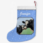 Petite Chaussette De Noël Vache Holstein noire et veau mignon (Dos)