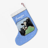 Petite Chaussette De Noël Vache Holstein noire et veau mignon (Dos (Accrochage))