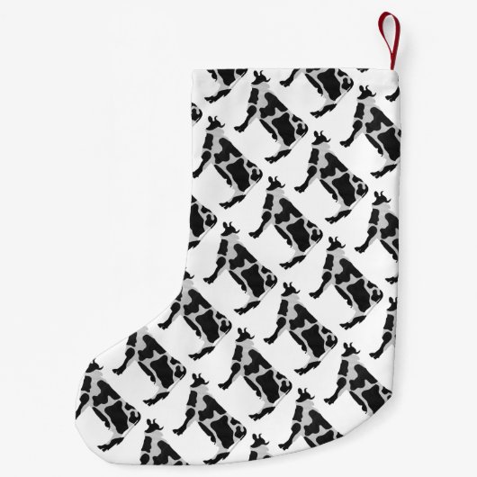 Petite Chaussette De Noël Vache Noir et Blanc Silhouette (Dos)