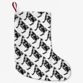 Petite Chaussette De Noël Vache Noir et Blanc Silhouette (Devant)
