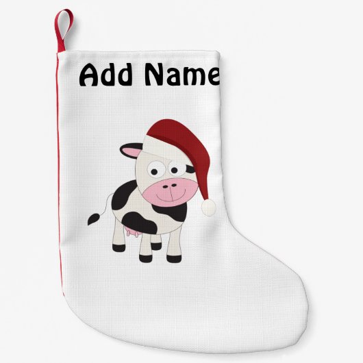 Petite Chaussette De Noël Vache personnalisable à Noël (Devant)