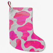 Petite Chaussette De Noël Vache rose et blanc chaud (Devant)