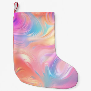 Petite Chaussette De Noël Vagues abstraites roses bleues jaunes néon branché