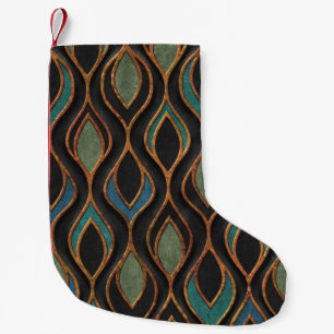 Petite Chaussette De Noël Vagues de gravure : Bronze Texture de cuivre