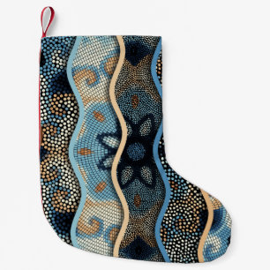 Petite Chaussette De Noël Vagues Ornées : Texture de mosaïque.