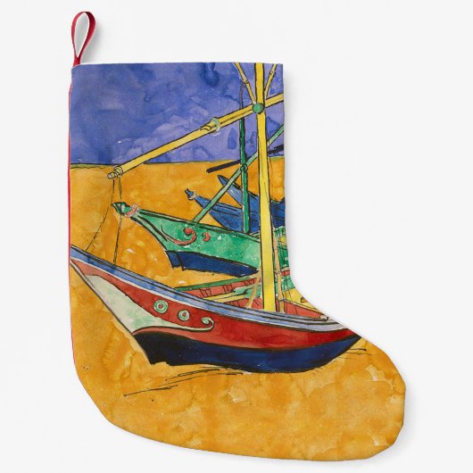 Petite Chaussette De Noël Van Gogh Bateaux Plage impressionniste (Devant)