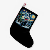 Petite Chaussette De Noël Van Gogh Starry Nuit Festive Noël Chat Noir (Devant (Accrochage))