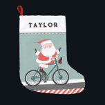 Petite Chaussette De Noël Vélo à vélo<br><div class="desc">Vélo créatif cadeau de vacances à vélo de Noël avec un vélo Père Noël à vélo. Modifier le texte pour personnaliser.</div>