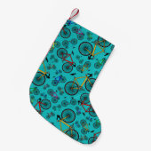 Petite Chaussette De Noël Vélos turquoise (Devant (Accrochage))