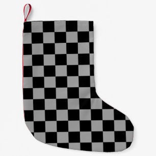 Petite Chaussette De Noël Vérificateurs noirs gris