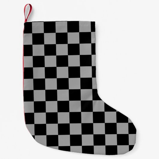 Petite Chaussette De Noël Vérificateurs noirs gris (Devant)