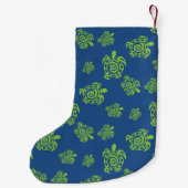 Petite Chaussette De Noël Vert de tortue sur le bleu (Dos)