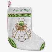 Petite Chaussette De Noël Vert en bronze - ange en filigrane de Noël (Devant)