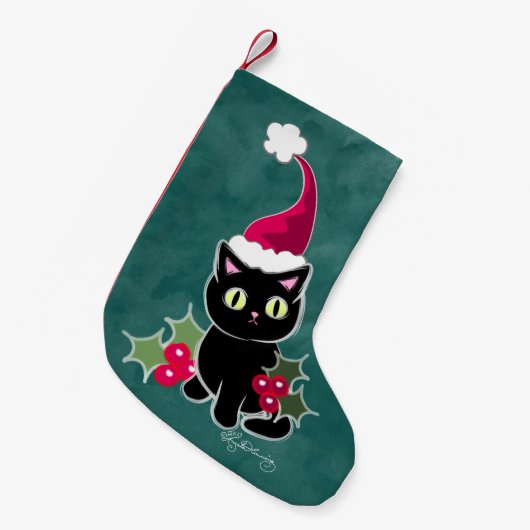 Petite Chaussette De Noël Vert gothique de chat de Noël (Devant (Accrochage))