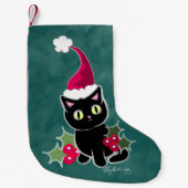 Petite Chaussette De Noël Vert gothique de chat de Noël (Devant)