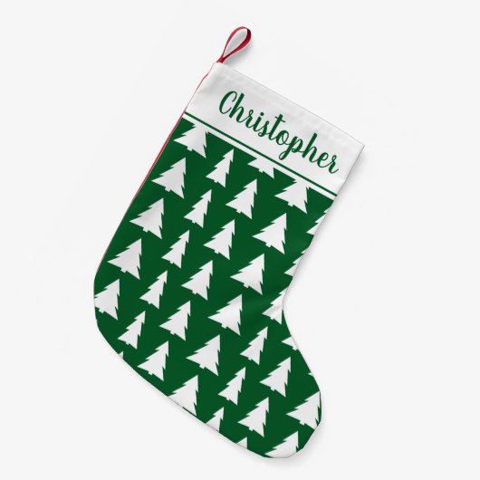 Petite Chaussette De Noël Vert moderne blanc sapin de Noël Nom du Motif (Devant (Accrochage))