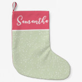 Petite Chaussette De Noël Vert rose personnalisé Noël mignon (Devant)