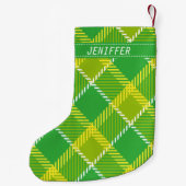 Petite Chaussette De Noël Verte Monographique Et Jaune Plaid (Dos)