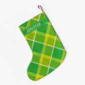 Petite Chaussette De Noël Verte Monographique Et Jaune Plaid (Dos (Accrochage))