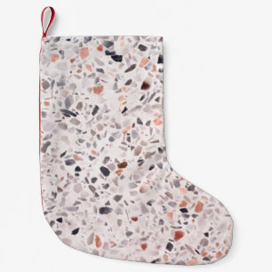 Petite Chaussette De Noël Vieille texture terrazzo, motif d'hamper.