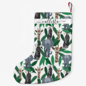 Petite Chaussette De Noël Vierge Zebra Elephant Giraffe Safari Animals (Dos)