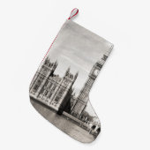Petite Chaussette De Noël Vieux Londres, noir et blanc. (Devant (Accrochage))