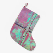 Petite Chaussette De Noël Vieux mur peint en vert avec une texture rouille.  (Devant (Accrochage))